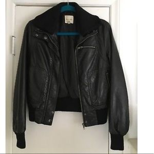 Vegan leather bomber jacket
